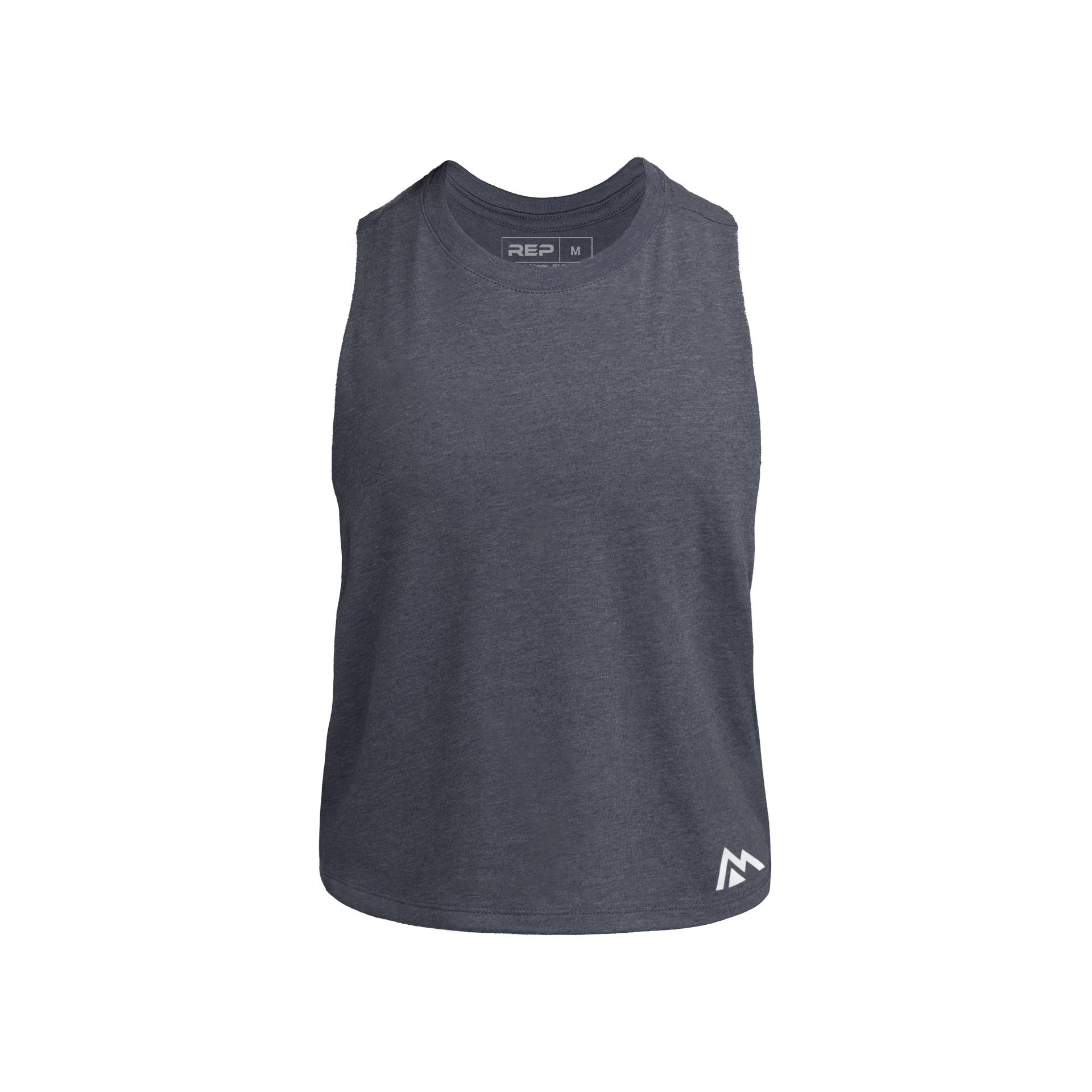 Women's Peak Cropped Dual-Blend Tank - Heather Navy/White / X-Small
